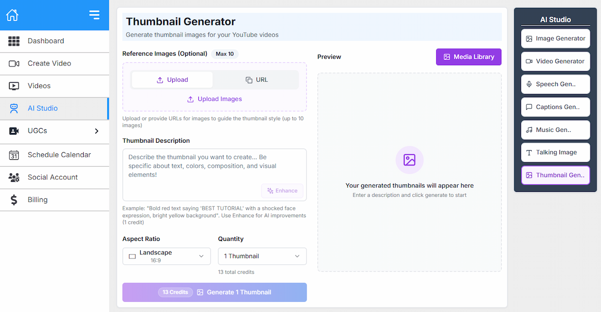 AI Thumbnail Generator - Create YouTube Thumbnails